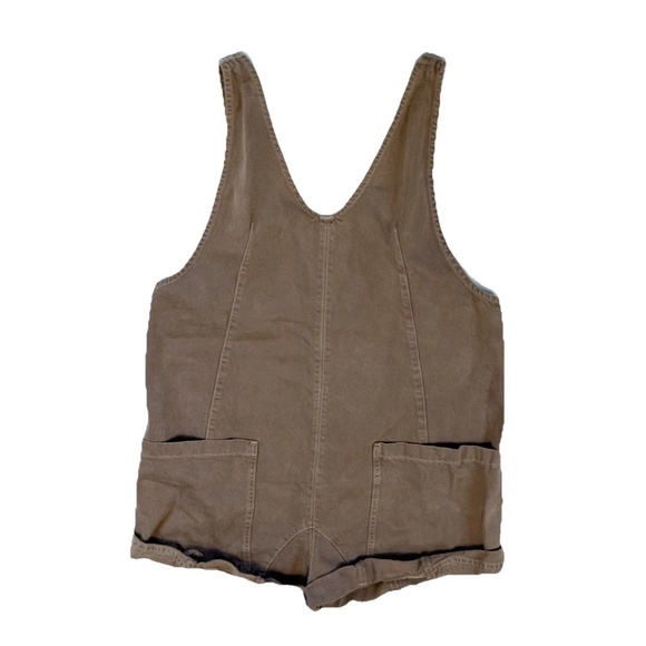 We The Free High Roller Shortall Size M Brown Denim Cotton Overalls Free People - Picture 4 of 14